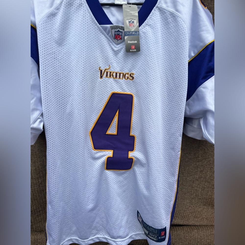 Brett Favre Minnesota Vikings NFL Football Jersey Sz M /50 Reebok On Field NWT - Picture 2 of 13